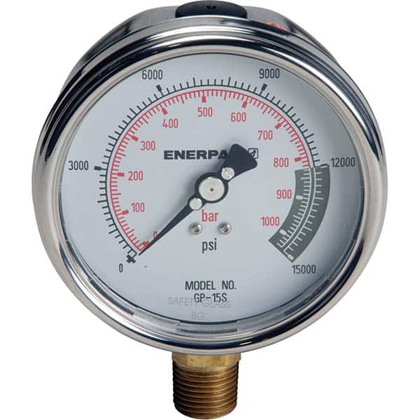 Enerpac - Hydraulic Pressure Gages & Adapters Type: Dry Gauge Pressure Rating: 15000 - Apex Tool & Supply