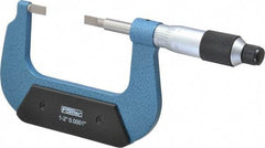 Fowler - 1" to 2" Mechanical Baked Enamel (Frame) & Satin Chrome (Graduations) Coated Blade Micrometer - 0.0001" Graduation, 0.03" Blade Thickness, Ratchet Stop Thimble - Apex Tool & Supply
