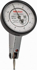 Mitutoyo - 0.016 Inch Range, 0.0001 Inch Dial Graduation, Horizontal Dial Test Indicator - 1.5748 Inch White Dial, 0-4-0 Dial Reading, Accurate to 0.0002 Inch - Apex Tool & Supply