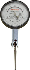 Mitutoyo - 0.06 Inch Range, 0.0005 Inch Dial Graduation, Horizontal Dial Test Indicator - 1.5748 Inch White Dial, 0-15-0 Dial Reading, Accurate to 0.0005 Inch - Apex Tool & Supply