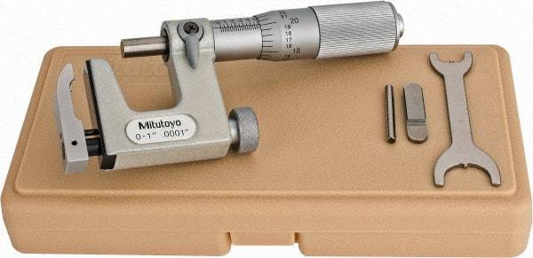 Mitutoyo - 0 to 1 Inch, Carbide Face, Mechanical Multi Anvil Micrometer - 0.0001 Inch Graduation, 0.0002 Inch Accuracy - Apex Tool & Supply