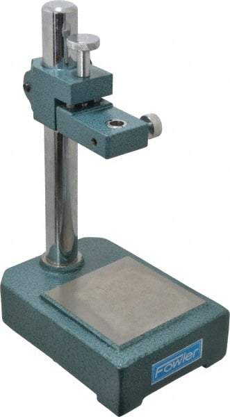 Fowler - Steel, Rectangular Base, Comparator Gage Stand - 8-1/2" High, 6" Base Length x 4" Base Width x 1-1/2" Base Height, Includes Holder - Apex Tool & Supply