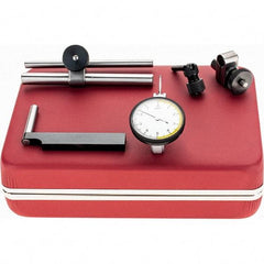 Starrett - 5 Piece, 0" to 0.01" Measuring Range, 1-3/8" Dial Diam, 0-5-0 Dial Reading, White Dial Test Indicator Kit - 13/16" Contact Point Length, 1.98mm Ball Diam, 0.0001" Dial Graduation - Apex Tool & Supply