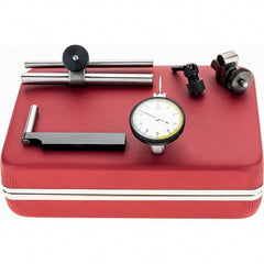 Starrett - 5 Piece, 0" to 0.01" Measuring Range, 1-3/8" Dial Diam, 0-5-0 Dial Reading, Red Dial Test Indicator Kit - 13/16" Contact Point Length, 1.98mm Ball Diam, 0.0001" Dial Graduation - Apex Tool & Supply