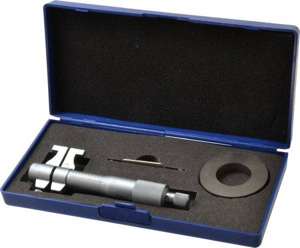 Fowler - 1 to 2 Inch Range, Satin Chrome Coated, Mechanical Inside Caliper Micrometer - 0.001 Inch Graduation, 0.0002 Inch Accuracy - Apex Tool & Supply