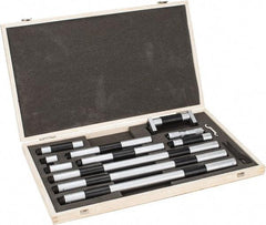 Fowler - 4 to 80", Satin Chrome Coated, Mechanical Inside Micrometer Set - 0.001" Graduation, Friction Thimble, Includes Fitted Case, Standard & Wrench - Apex Tool & Supply