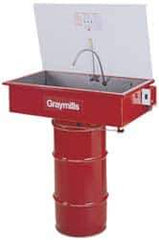 Graymills - Drum Mount Solvent-Based Parts Washer - 20 Gal Max Operating Capacity, Steel Tank, 67-1/8" High x 36" Long x 20" Wide, 115 Input Volts - Apex Tool & Supply