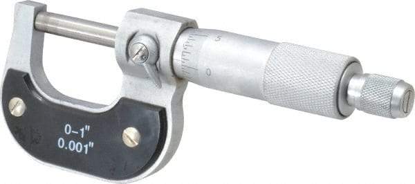 Value Collection - 0 to 1" Range, 0.001" Graduation, Mechanical Outside Micrometer - Ratchet Stop Thimble - Apex Tool & Supply