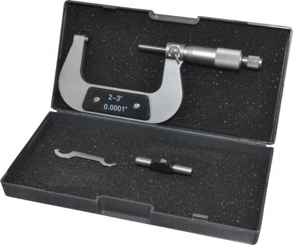Value Collection - 2 to 3" Range, 0.0001" Graduation, Mechanical Outside Micrometer - Ratchet Stop Thimble - Apex Tool & Supply