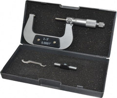 Value Collection - 2 to 3" Range, 0.0001" Graduation, Mechanical Outside Micrometer - Ratchet Stop Thimble - Apex Tool & Supply