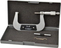 Value Collection - 3 to 4" Range, 0.0001" Graduation, Mechanical Outside Micrometer - Ratchet Stop Thimble - Apex Tool & Supply