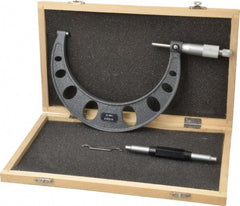 Value Collection - 5 to 6" Range, 0.0001" Graduation, Mechanical Outside Micrometer - Ratchet Stop Thimble - Apex Tool & Supply