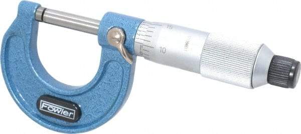 Fowler - 0 to 1" Range, 0.0001" Graduation, Mechanical Outside Micrometer - Friction Thimble, Accurate to 0.0001" - Apex Tool & Supply