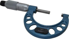 Fowler - 1 to 2" Range, 0.0001" Graduation, Mechanical Outside Micrometer - Friction Thimble, Accurate to 0.00015" - Apex Tool & Supply