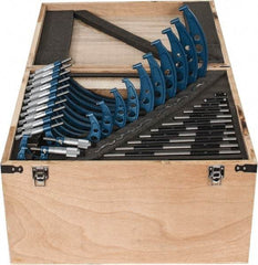 Fowler - 0 to 12" Range, 12 Piece Mechanical Outside Micrometer Set - 0.0001" Graduation, Friction (0 to 2"), Ratchet Stop (2 to 12") Thimble, Carbide Tipped Face - Apex Tool & Supply