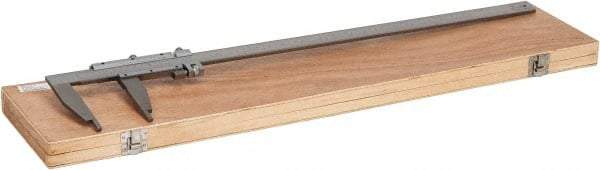 Value Collection - 0 to 24" Stainless Steel Vernier Caliper - 0.02mm Graduation, 4" Jaw Depth, 0.002" Accuracy, Includes Inside Diameter, Outside Diameter - Apex Tool & Supply