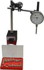 TESA Brown & Sharpe - 0.001" Graduation, 0-100 Dial Reading, Indicator & Base Kit - 2-1/4" Dial Diam - Apex Tool & Supply