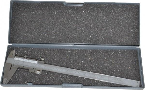 Value Collection - 0 to 8" Stainless Steel Vernier Caliper - 0.02mm Graduation, 1.9685" Jaw Depth, 0.0012" Accuracy, Includes Depth, Inside Diameter, Outside Diameter, Step - Apex Tool & Supply