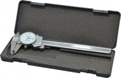 Fowler - 0" to 6" Range, 0.001" Graduation, 0.1" per Revolution, Dial Caliper - White Face, 1.6" Jaw Length - Apex Tool & Supply