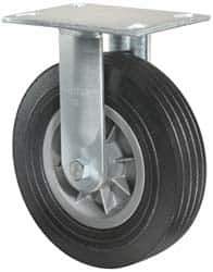 Hamilton - 8" Diam x 2-1/2" Wide x 9-1/2" OAH Top Plate Mount Swivel Caster - Rubber, 400 Lb Capacity, Ball Bearing, 4-1/2 x 6-1/4" Plate - Apex Tool & Supply