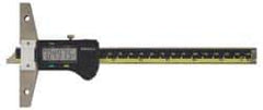 Mitutoyo - 0" to 8" Stainless Steel Electronic Depth Gage - 0.03mm Accuracy, 0.01mm Resolution, 4" Base Length - Apex Tool & Supply