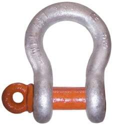 CM - 1-1/8" Nominal Chain Size, 15 Ton Alloy Steel Screw Anchor Shackle - 1-3/8" Diam, 1-1/4" Pin Diam, 1-25/32" Wide Inside Jaw, 2-5/8" Inside Width - Apex Tool & Supply