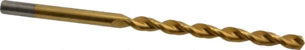 Cleveland - 5/16", 135° Point, Parabolic Flute, Cobalt Taper Length Drill Bit - TiN Finish, 4" Flute Length, 6-3/8" OAL, Series 2575T - Apex Tool & Supply