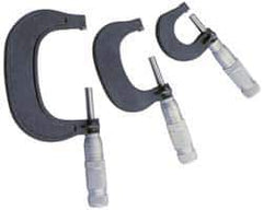 TESA Brown & Sharpe - 0 to 3" Range, 3 Piece Mechanical Outside Micrometer Set - 0.0001" Graduation, 4 & 5µm Accuracy, Friction Thimble, Carbide Tipped Face - Apex Tool & Supply