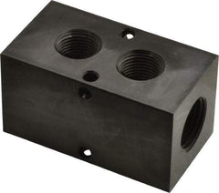 Made in USA - 1/2" Inlet, 3/8" Outlet Manifold - 2-3/4" Long x 1-1/2" Wide x 1-1/2" High, 0.2" Mount Hole, 2 Inlet Ports, 2 Outlet Ports - Apex Tool & Supply
