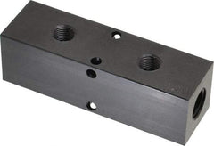 Made in USA - 1/4" Inlet, 1/8" Outlet Manifold - 3-1/4" Long x 1" Wide x 1" High, 0.17" Mount Hole, 2 Inlet Ports, 2 Outlet Ports - Apex Tool & Supply