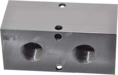 Made in USA - 1/2" Inlet, 3/8" Outlet Manifold - 3-1/4" Long x 1-1/2" Wide x 1-1/2" High, 0.2" Mount Hole, 2 Inlet Ports, 2 Outlet Ports - Apex Tool & Supply