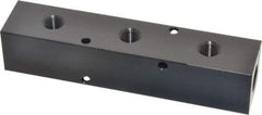 Made in USA - 1/4" Inlet, 1/8" Outlet Manifold - 4-3/4" Long x 1" Wide x 1" High, 0.17" Mount Hole, 2 Inlet Ports, 3 Outlet Ports - Apex Tool & Supply