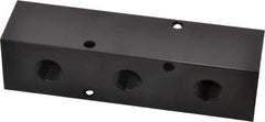 Made in USA - 3/8" Inlet, 1/4" Outlet Manifold - 4-3/4" Long x 1-1/4" Wide x 1-1/4" High, 0.2" Mount Hole, 2 Inlet Ports, 3 Outlet Ports - Apex Tool & Supply