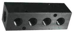 Made in USA - 3/8" Inlet, 1/4" Outlet Manifold - 5" Long x 1-1/4" Wide x 1-1/4" High, 0.2" Mount Hole, 2 Inlet Ports, 5 Outlet Ports - Apex Tool & Supply