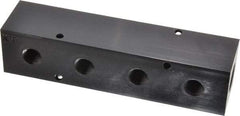 Made in USA - 1/2" Inlet, 1/4" Outlet Manifold - 6-1/4" Long x 1-1/2" Wide x 1-1/2" High, 0.2" Mount Hole, 2 Inlet Ports, 4 Outlet Ports - Apex Tool & Supply