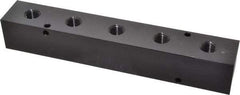 Made in USA - 3/8" Inlet, 1/4" Outlet Manifold - 7-3/4" Long x 1-1/4" Wide x 1-1/4" High, 0.2" Mount Hole, 2 Inlet Ports, 5 Outlet Ports - Apex Tool & Supply