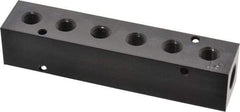 Made in USA - 1/4" Inlet, 1/8" Outlet Manifold - 4-3/4" Long x 1" Wide x 1" High, 0.17" Mount Hole, 2 Inlet Ports, 6 Outlet Ports - Apex Tool & Supply