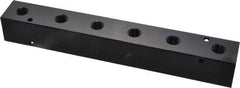Made in USA - 3/8" Inlet, 1/4" Outlet Manifold - 9-1/4" Long x 1-1/4" Wide x 1-1/4" High, 0.2" Mount Hole, 2 Inlet Ports, 6 Outlet Ports - Apex Tool & Supply
