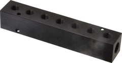 Made in USA - 1/4" Inlet, 1/8" Outlet Manifold - 5-1/2" Long x 1" Wide x 1" High, 0.17" Mount Hole, 2 Inlet Ports, 7 Outlet Ports - Apex Tool & Supply