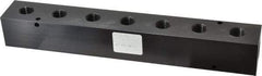 Made in USA - 1/2" Inlet, 3/8" Outlet Manifold - 10-3/4" Long x 1-1/2" Wide x 1-1/2" High, 0.2" Mount Hole, 2 Inlet Ports, 7 Outlet Ports - Apex Tool & Supply
