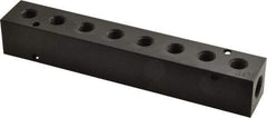 Made in USA - 1/4" Inlet, 1/8" Outlet Manifold - 6-1/4" Long x 1" Wide x 1" High, 0.17" Mount Hole, 2 Inlet Ports, 8 Outlet Ports - Apex Tool & Supply