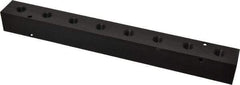 Made in USA - 3/8" Inlet, 1/4" Outlet Manifold - 12-1/4" Long x 1-1/4" Wide x 1-1/4" High, 0.2" Mount Hole, 2 Inlet Ports, 8 Outlet Ports - Apex Tool & Supply