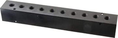 Made in USA - 1/2" Inlet, 1/4" Outlet Manifold - 10-3/4" Long x 1-1/2" Wide x 1-1/2" High, 0.2" Mount Hole, 2 Inlet Ports, 10 Outlet Ports - Apex Tool & Supply