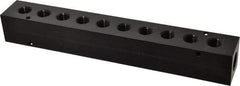 Made in USA - 1/2" Inlet, 3/8" Outlet Manifold - 10-3/4" Long x 1-1/2" Wide x 1-1/2" High, 0.2" Mount Hole, 2 Inlet Ports, 10 Outlet Ports - Apex Tool & Supply