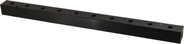 Made in USA - 1/4" Inlet, 1/8" Outlet Manifold - 15-1/4" Long x 1" Wide x 1" High, 0.17" Mount Hole, 2 Inlet Ports, 10 Outlet Ports - Apex Tool & Supply