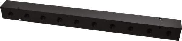 Made in USA - 3/8" Inlet, 1/4" Outlet Manifold - 15-1/4" Long x 1-1/4" Wide x 1-1/4" High, 0.2" Mount Hole, 2 Inlet Ports, 10 Outlet Ports - Apex Tool & Supply