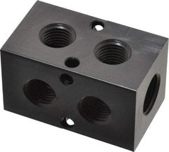 Made in USA - 3/8" Inlet, 1/4" Outlet Manifold - 2.37" Long x 1-1/4" Wide x 1-1/4" High, 0.2" Mount Hole, 2 Inlet Ports, 2 Outlet Ports - Apex Tool & Supply