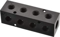 Made in USA - 1/4" Inlet, 1/8" Outlet Manifold - 3-1/4" Long x 1" Wide x 1" High, 0.17" Mount Hole, 2 Inlet Ports, 4 Outlet Ports - Apex Tool & Supply