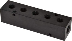 Made in USA - 1/4" Inlet, 1/8" Outlet Manifold - 4" Long x 1" Wide x 1" High, 0.17" Mount Hole, 2 Inlet Ports, 5 Outlet Ports - Apex Tool & Supply