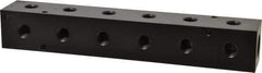 Made in USA - 1/2" Inlet, 1/4" Outlet Manifold - 9-1/4" Long x 1-1/2" Wide x 1-1/2" High, 0.2" Mount Hole, 2 Inlet Ports, 6 Outlet Ports - Apex Tool & Supply